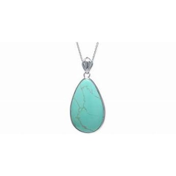 R. H. Macy Silver & Turquoise Teardrop Necklace, NWT! - Picture 1 of 6